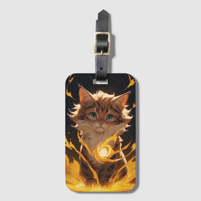 Mystic Tiger Cat Fire Familiar Gepäckanhänger (Vorderseite Vertikal)