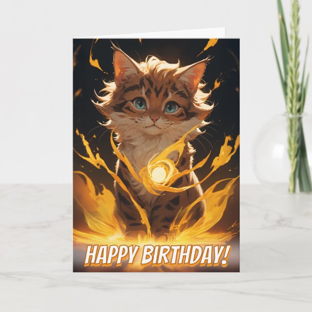 Mystic Tiger Cat Fire Familiar Karte (Vorderseite)