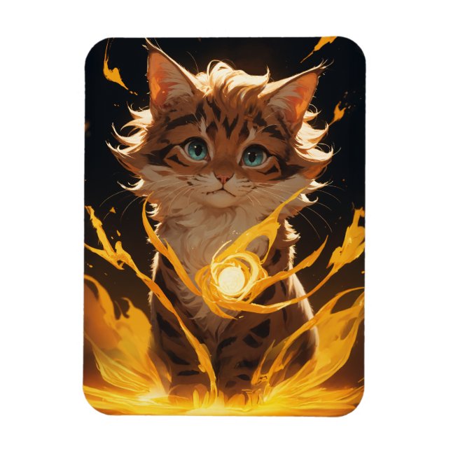 Mystic Tiger Cat Fire Familiar Magnet (Vertikal)