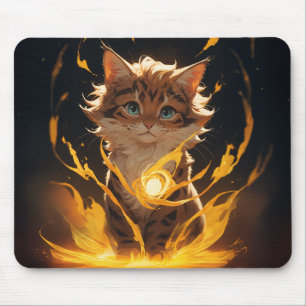 Mystic Tiger Cat Fire Familiar Mousepad