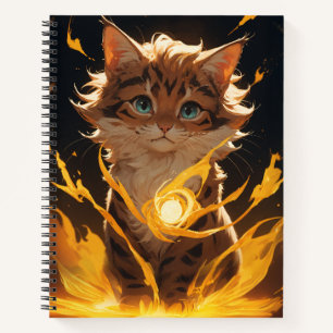 Mystic Tiger Cat Fire Familiar Notizbuch