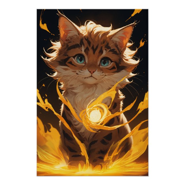 Mystic Tiger Cat Fire Familiar Poster (Vorderseite)