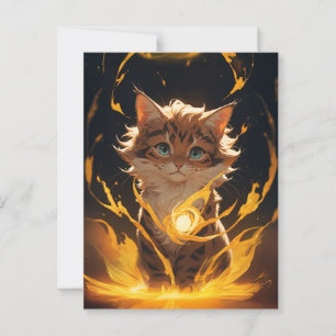 Mystic Tiger Cat Fire Familiar Postkarte