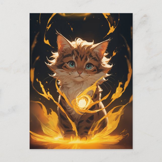Mystic Tiger Cat Fire Familiar Postkarte (Vorderseite)