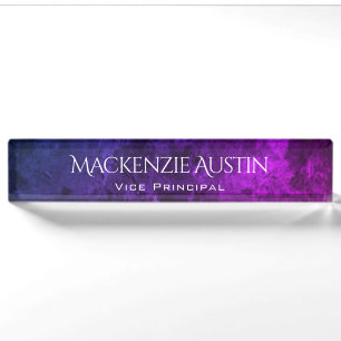 Mystic-Topaz-Desk Blue Pink Lila Ombre Chic Namensplakette