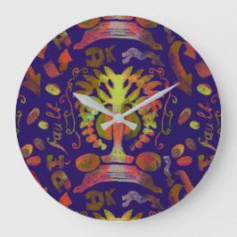 "Mystic Tree of Life - Folk Art Pattern" Wall Cloc Große Wanduhr