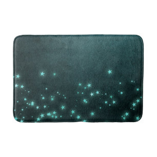 Mystic Twilight Stars Tief Aquamarin grünes Neon Badematte