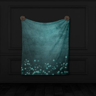 Mystic Twilight Stars Tief Aquamarin grünes Neon Fleecedecke
