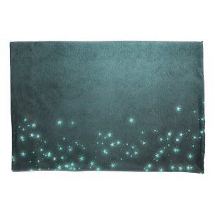 Mystic Twilight Stars   Tief Aquamarin grünes Neon Kissenbezug