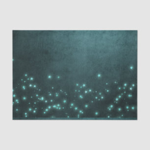 Mystic Twilight Stars Tief Aquamarin grünes Neon Seidenpapier