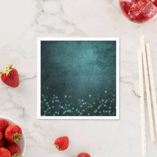 Mystic Twilight Stars   Tief Aquamarin grünes Neon Serviette