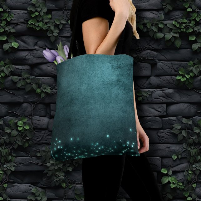 Mystic Twilight Stars | Tief Aquamarin grünes Neon Tasche (Von Creator hochgeladen)
