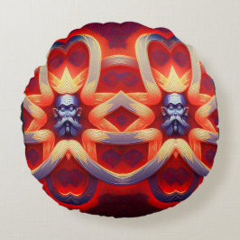 Mystic Twin Kings Rundes Kissen