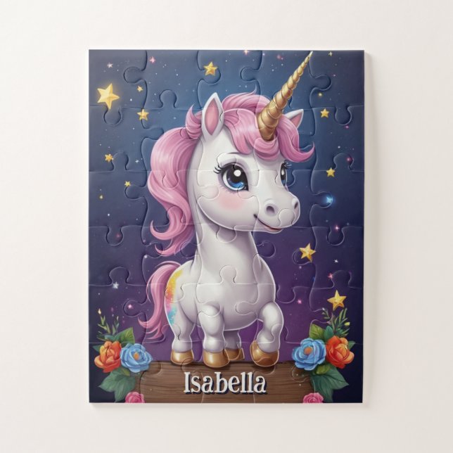 Mystic Unicorn Mitternacht Personalisiert (Vertikal)