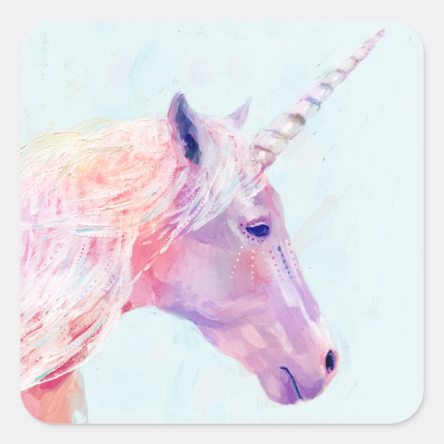 Mystic Unicorn Quadratischer Aufkleber (Vorderseite)