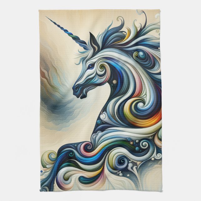 Mystic Unicorn Swirl Geschirrtuch (Vertikal)