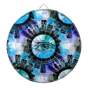 Mystic Urban Eye - Abstraktes Stadtbild im Coolen  Dartscheibe
