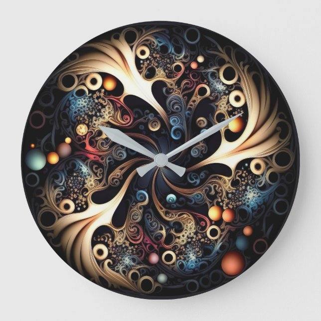 Mystic Vortex Cool Gold Akryllische Wandklemme Große Wanduhr (Vorderseite)