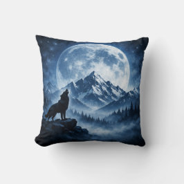 Mystic Wilderness Wolf unter dem Mond Kissen