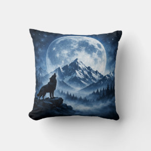 Mystic Wilderness Wolf unter dem Mond Kissen