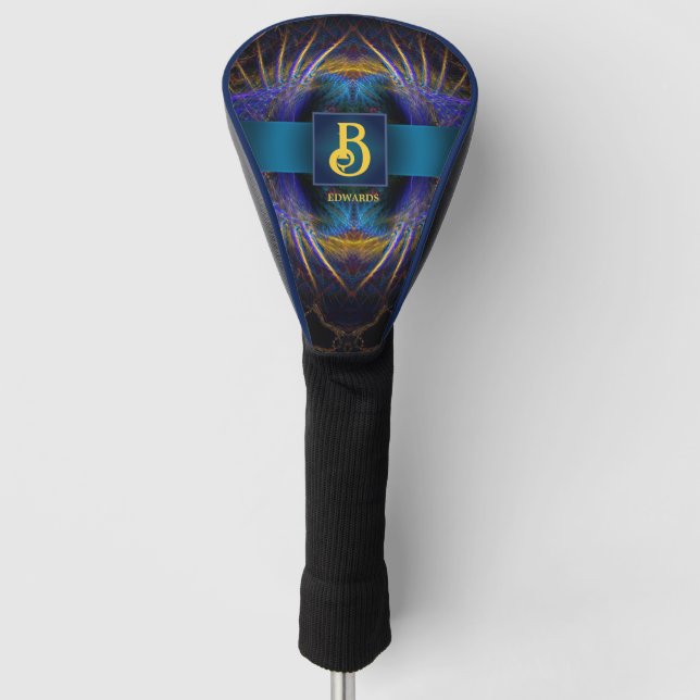 Mystic Wings Fraktal Kunst und Individuelle Name Golf Headcover (Vorderseite)