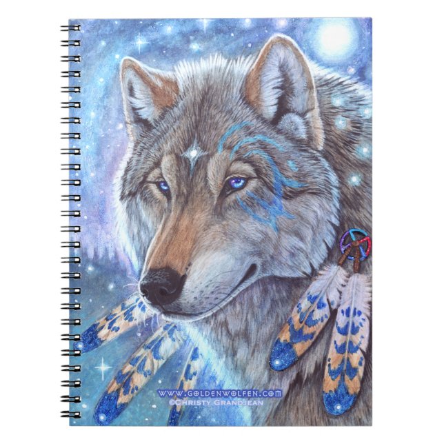 Mystic Wolf Notebook Notizblock (Vorderseite)