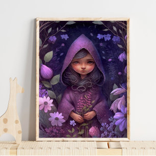 Mystic Woodland Purple Fairy   Impression murale