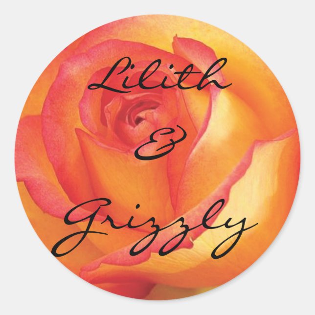 Mystic Yellow Rose Personalisiert Wedding Runder Aufkleber (Vorderseite)