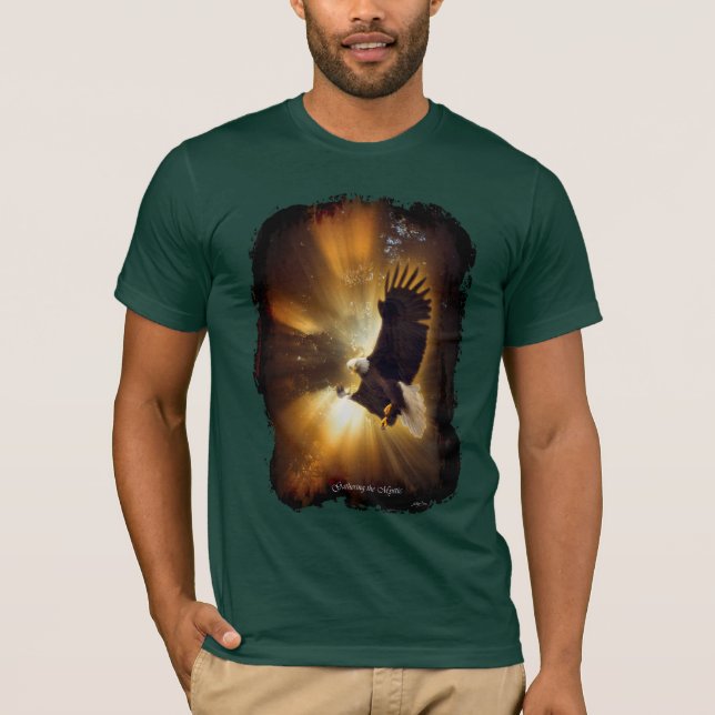 Mystical Bald Eagle & Rays of Sunlight Fantasy Art T-Shirt (Vorderseite)