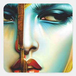 Mystical Beauty Golden Goddess Quadratischer Aufkleber