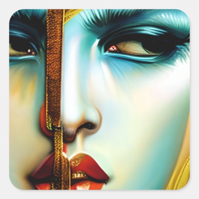 Mystical Beauty Golden Goddess Quadratischer Aufkleber (Vorderseite)