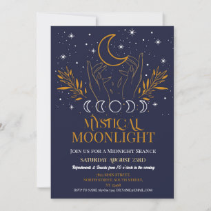 Mystical Birthday Navy Gold Moon Seance Spirituose Einladung