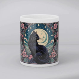 Mystical Black Cat Art Nouveau Tasse