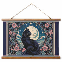 Mystical Black Cat Art Nouveau