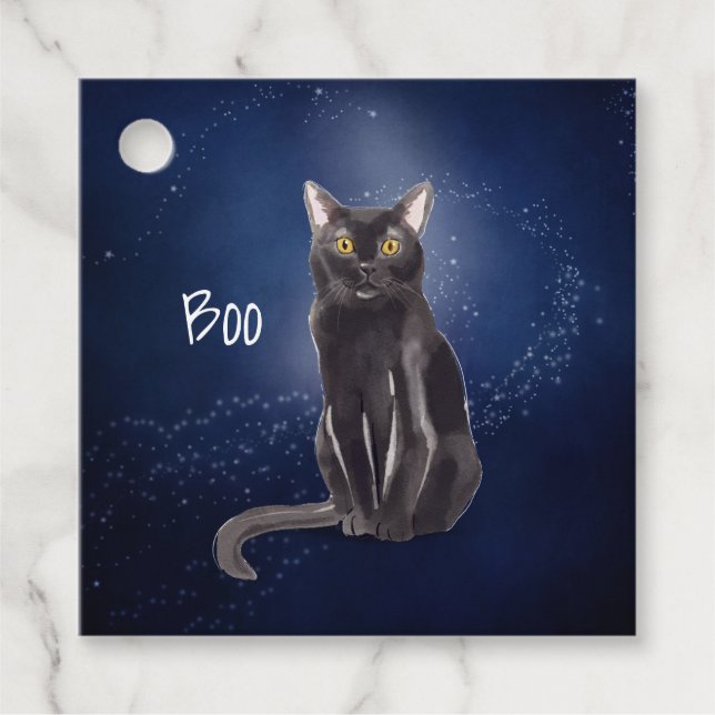 Mystical Black Cat Halloween-Geschenkegel Geschenkanhänger (Vorderseite)