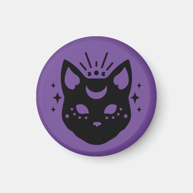 Mystical Black Cat Magnet (Vorne)