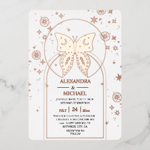 Mystical Black Gold Celestis Stars Wedding Folieneinladung