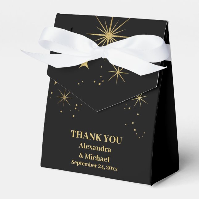 Mystical Black Gold Celestis Stars Wedding Geschenkschachtel (Vorderseite)