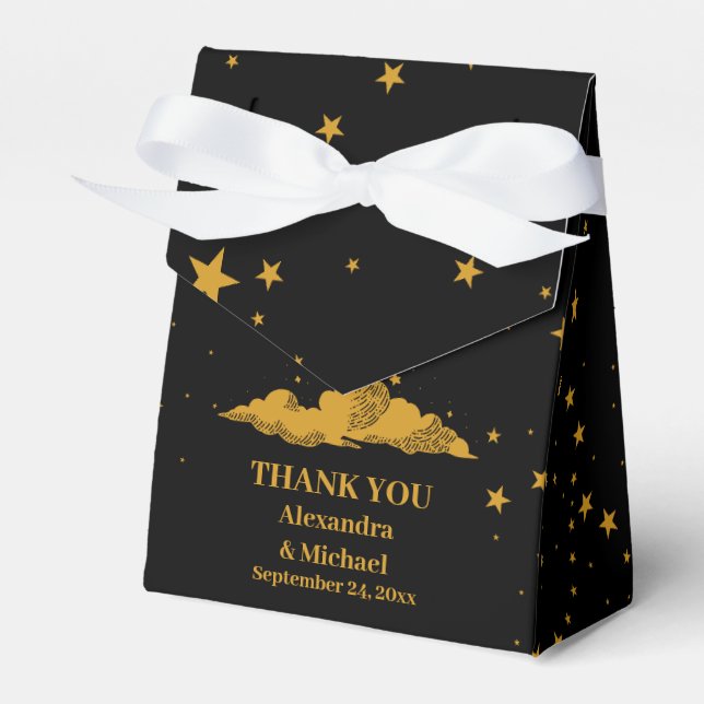 Mystical Black Gold Celestis Stars Wedding Geschenkschachtel (Vorderseite)