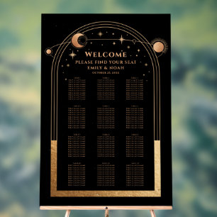 Mystical Black Gold Sun Moon Stars Hochzeit Acrylschild