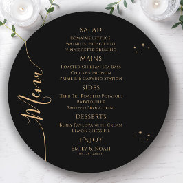 Mystical Black Gold Sun Moon Stars Space Wedding Menükarte