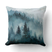 Mystical Blue Forest Serenity Pillow