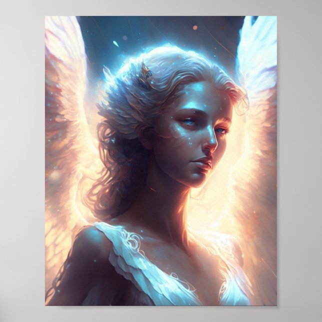 Mystical Blue Mit Augen Angel Poster (Vorne)