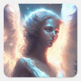Mystical Blue Mit Augen Angel Quadratischer Aufkleber