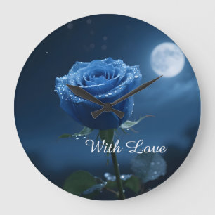 Mystical Blue Rose Timeless Heirloom Gift Floral Große Wanduhr