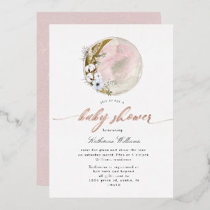 Mystical Bohemisch Moon Baby Shower Foil Einladung