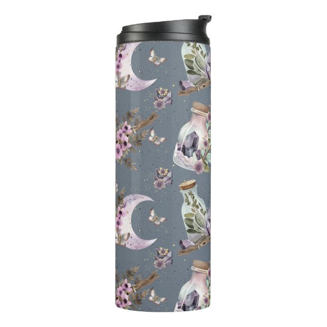 Mystical Boho Lavender Anemone Moon & Posts Thermosbecher (Nach links gedreht)