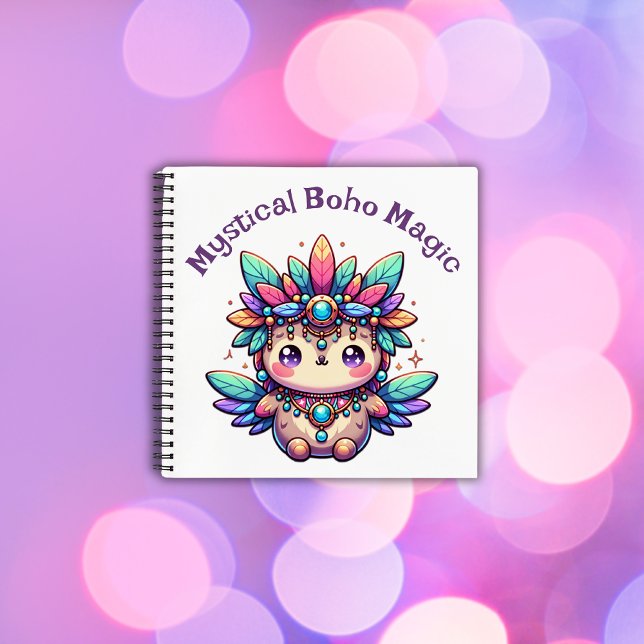 Mystical Boho Magie Lila Text auf Weiß | Notizbuch (Von Creator hochgeladen)