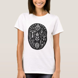 Mystical Boho Mushroom Design – Botanical Folk Art T-Shirt