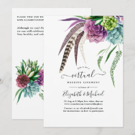 Mystical Boho Succulent Online Virtual Wedding Einladung